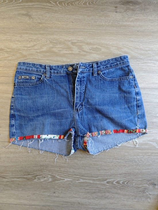 Lee Pants - Lee Denim Natural Bootcut Cutoff Shorts with Colorful Embroidered Trim